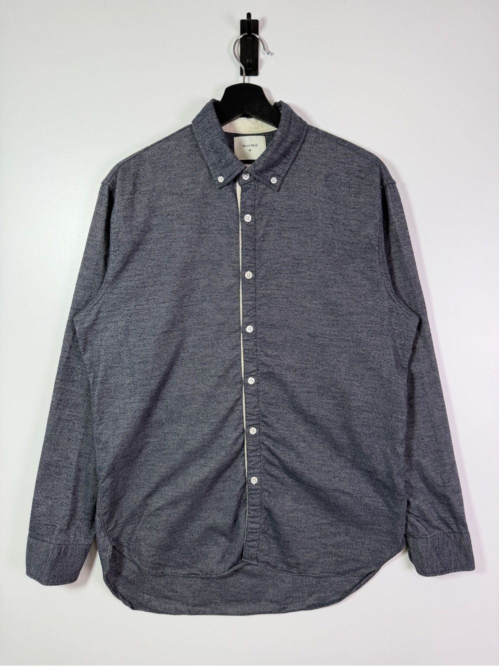 Billy Reid Flannel Textured Long Sleeve Buttonup Shirt Medium Gray